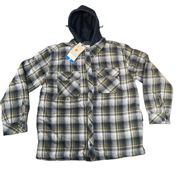 Boston Traders  - Quilted Lining Flannel Hoodie Shirt Jacket - Picture 2 of 7